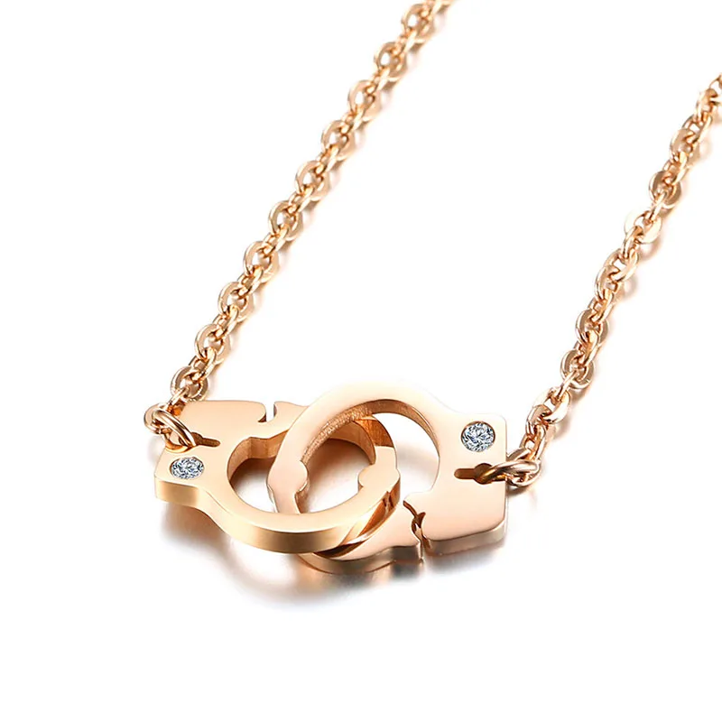 

Женское ожерелье с подвеской из розового золота с блестящими камнями из циркония, наручники, массивное ювелирное изделие для модных дам, ун...