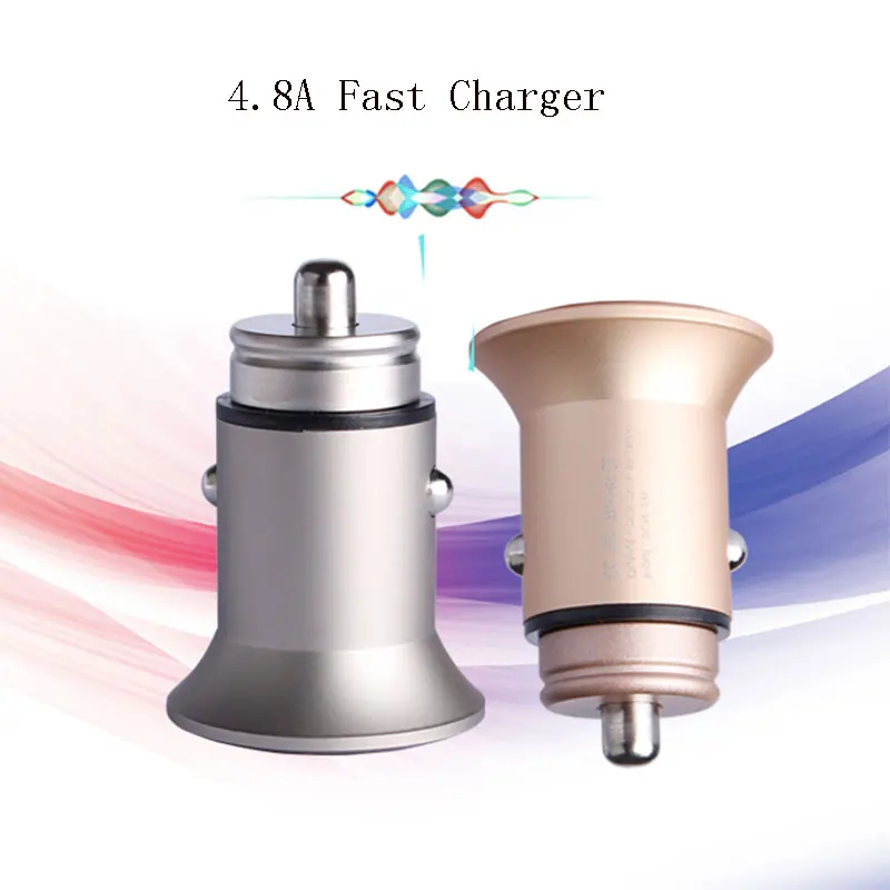 Новый стиль 5V 4.8A двойной USB Металлический Мини Автомобильное зарядное устройство