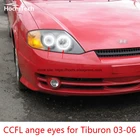 Головной светильник HochiTech белый 6000K CCFL, гало, ангел, глаза демона, комплект, ангельские глазки, светильник для Hyundai Tiburon 2003 2004 2005 2006