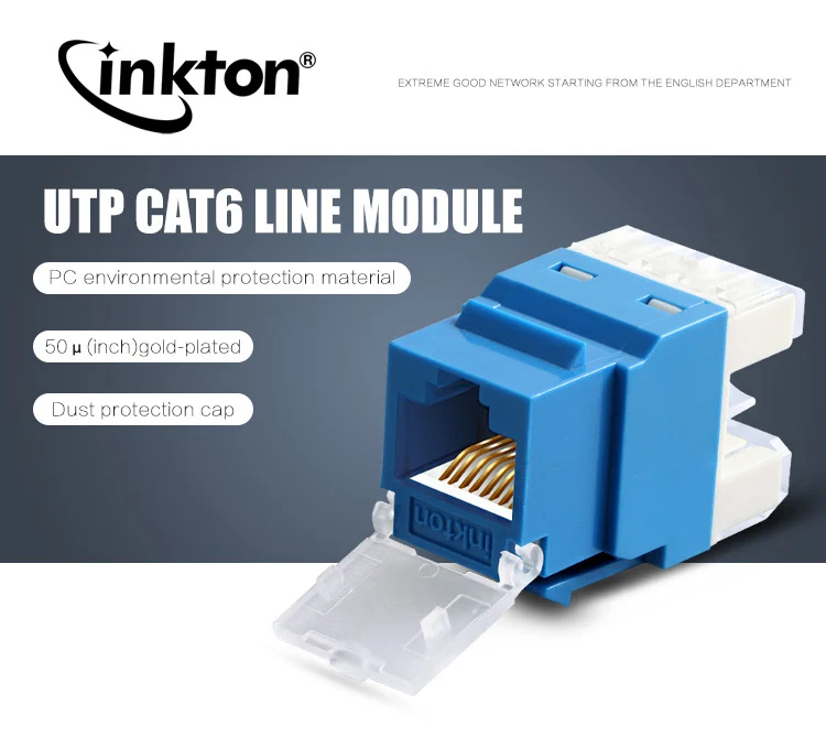 Inkton неэкранированный сквозной UTP Cat6 Keystone Jack RJ45 разъем позолоченный модуль