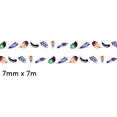 08 Feather 0,7 см* 7 м тонкий Кот листья васи лента DIY декоративные Скрапбукинг планировщик Маскировочная клейкая лента этикетка наклейка канцелярские товары 09 - Цвет: 08 Feather