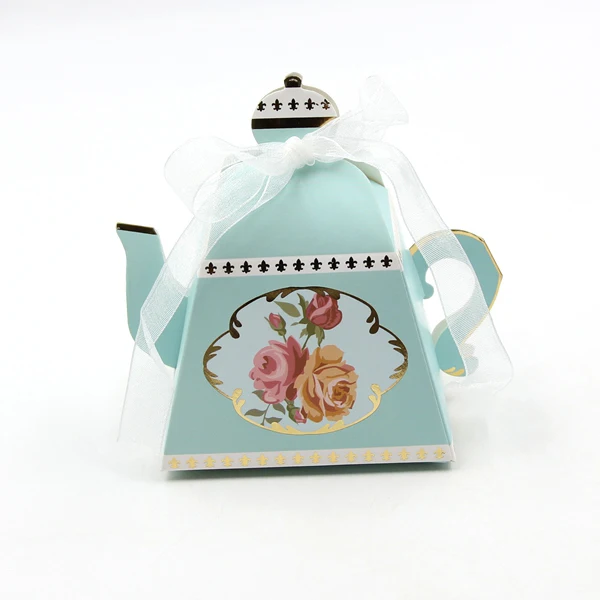 Blue Teapot 10 шт./лот, чайный горшок/чайная чашка, коробки для конфет, свадебные подарки, вечерние сувениры для гостей, свадебные украшения на день рождения, Детские вечерние украшения - Цвет: Blue Teapot