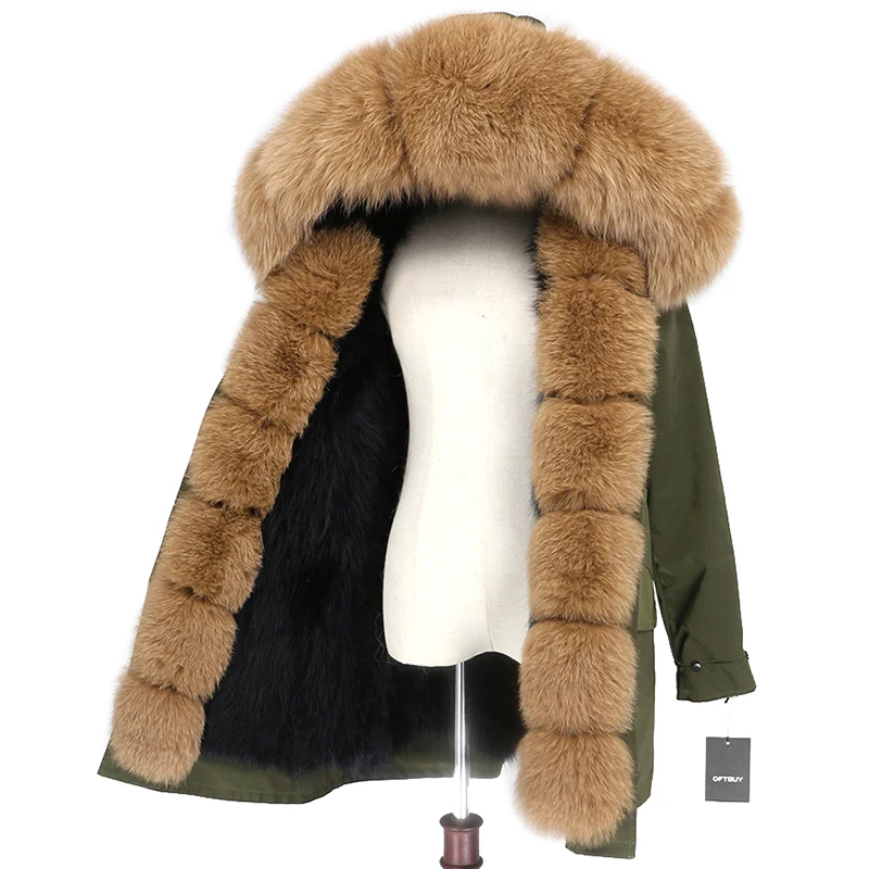 OFTBUY, водонепроницаемая парка, пальто из натурального меха, натуральный Лисий мех, капюшон, зимняя куртка для женщин, съемная верхняя одежда, уличная одежда, роскошная теплая