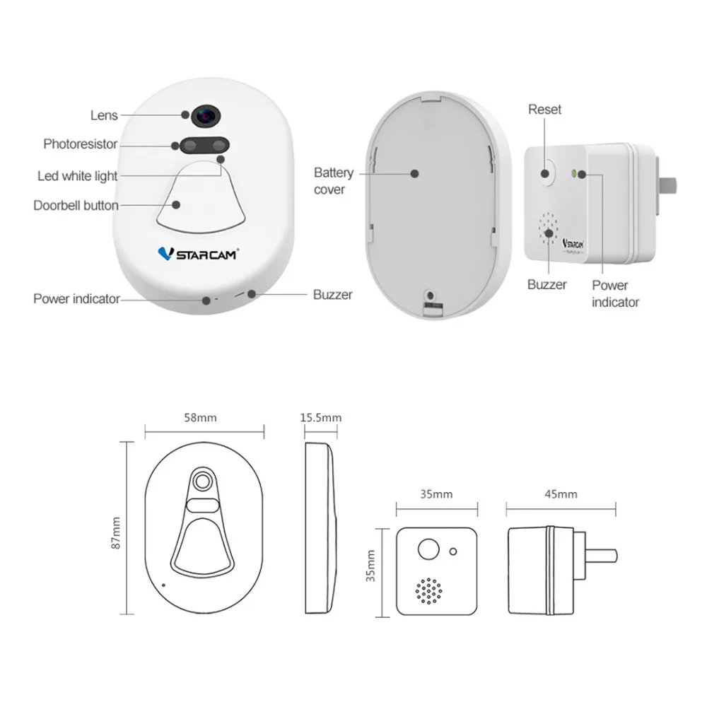 VStarcam безопасности Wifi дверь облако хранения дверной Звонок камера ночного
