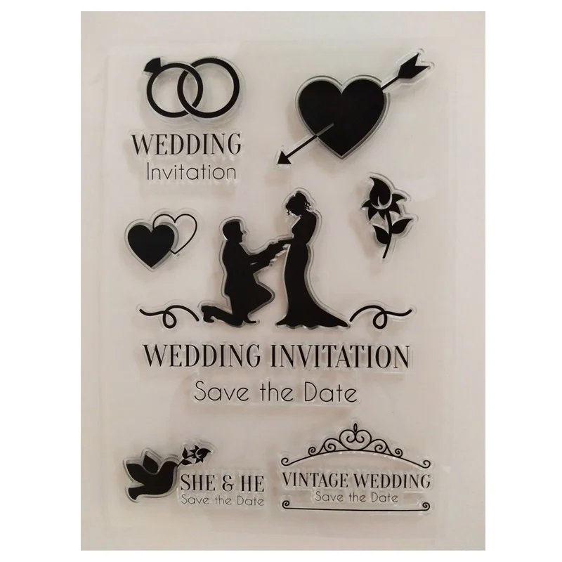 

Save the Date Wedding Clear Stamps for DIY Scrapbooking /Card Making/Photo Album Decoration Silicone Transparent Stample