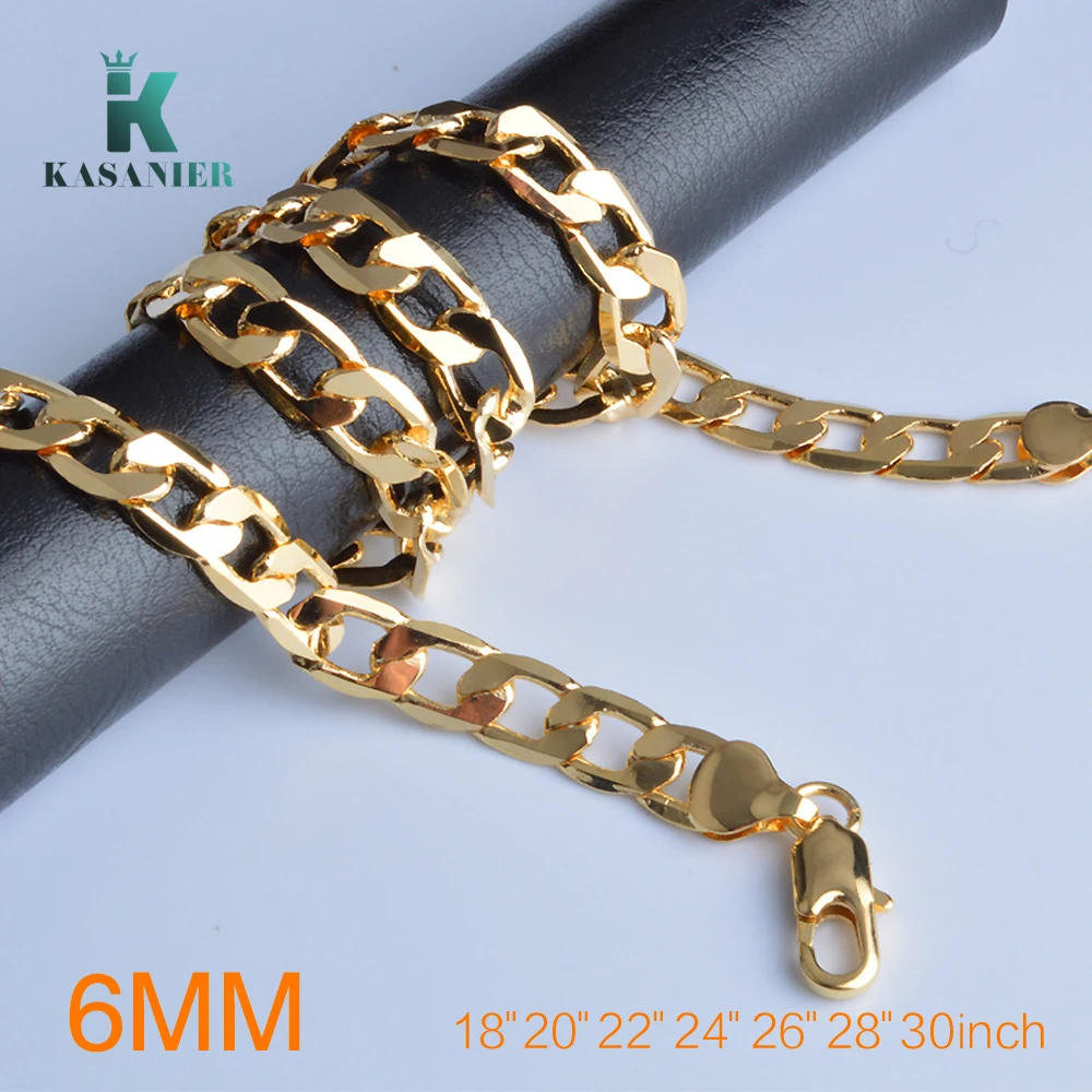KASANIER 20 шт золотые мужские ювелирные изделия 6 мм ширина 18-30 дюймов мужское ожерелье подарок ожерелье для мужчин и женщин ювелирные изделия подарок