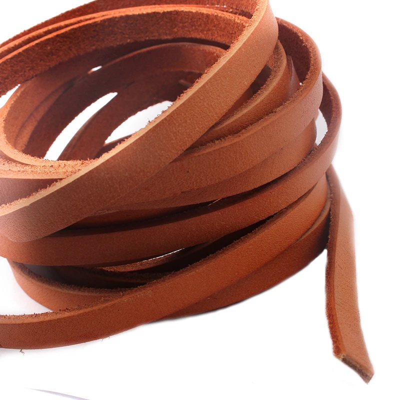 2 Meters Brown 7mm Flat Genuine Real Leather Cord String Lace Thong For Jewelry Making Findings | Украшения и аксессуары