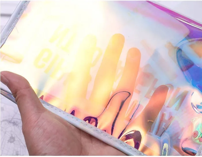 Fashion Makeup Bag Organizer Zipper Small Toilet Bag For Women Mini Holographic Makeup Pouch Pvc Transparent Cosmetic Bag Travel