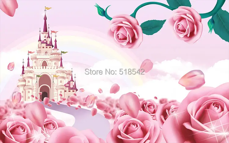 Пользовательские фото обои для стен 3 D Rose замок мультфильм принцесса номер Детская комната Спальня нетканые обои росписи дети