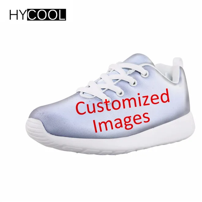 customized HYCOOL детские кроссовки для девочек с рисунком пончиков, печенья, кроссовки для бега, удобная футбольная обувь на шнуровке, Детская уличная обувь для футбола - Цвет: customized