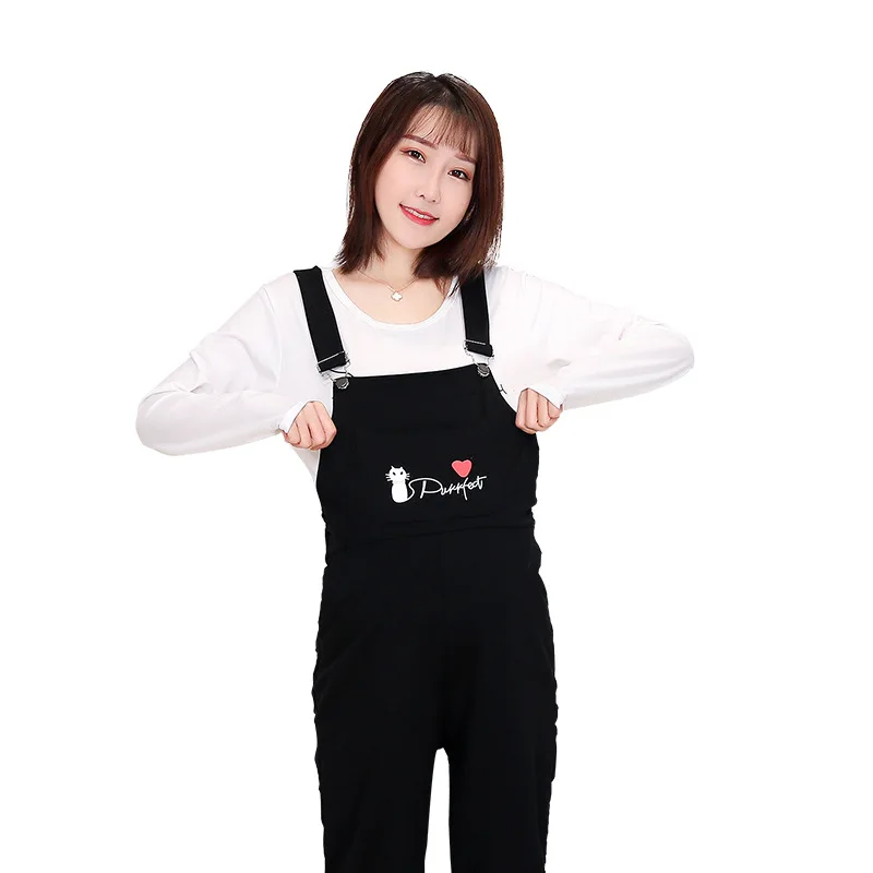 

Plus Size Maternity Overalls Clothing Come on Jumpsuit Women Cotton Long Loose Rompers Pregnant Pants LadiesTrousers Kitty Print