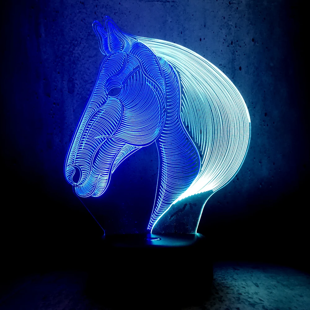 Mixed Color 3D Lamp Night Light Animal Horse Children's Decor Projection LED Table Lava Luminaria Fixtures Desk Lamparas | Лампы и