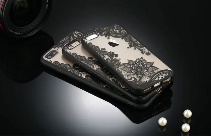 Сексуальный кружевной чехол для телефона с цветочным принтом iPhone 7 8 Plus X твердые