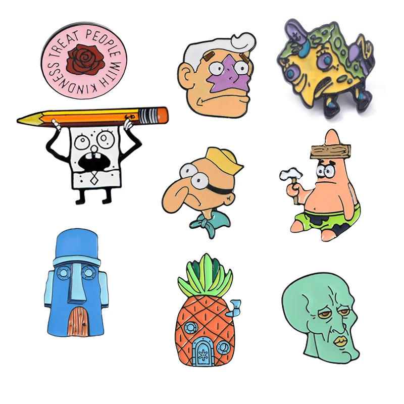 Мультфильм Губка Боб серия эмаль штифт анимация ананас хижина осьминог море