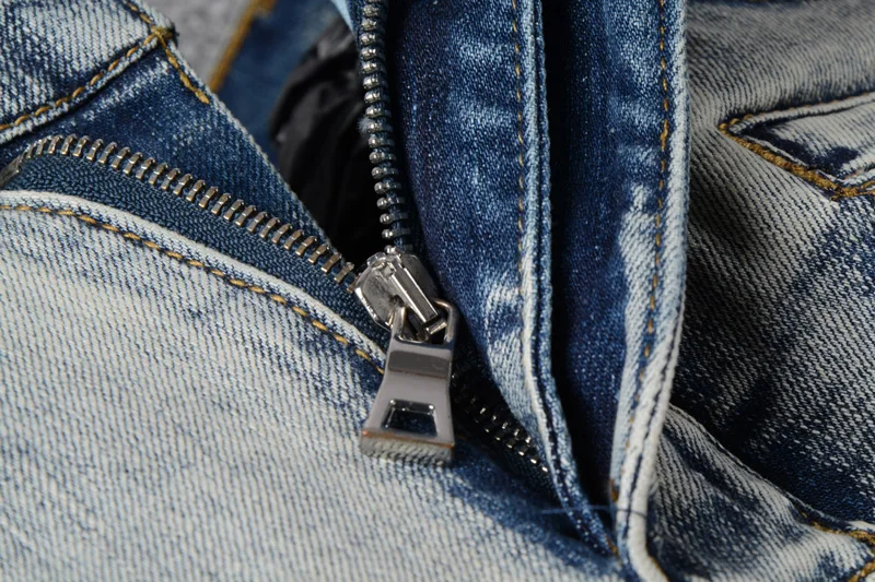 Высокая уличная мода мужские джинсы Ретро Промытые краски дизайнер Slim Fit соединенный внакрой деним брюки карго уличная моторный байкер джинсы Homme