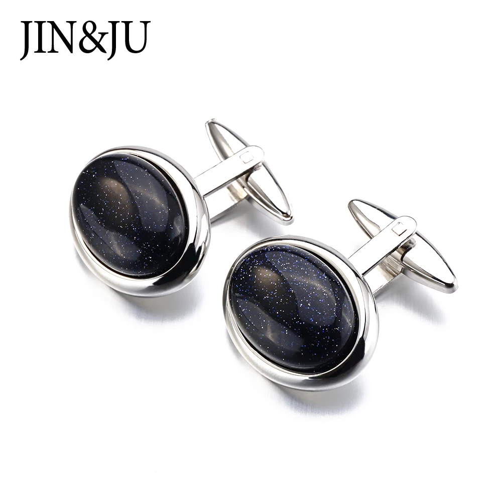 JIN& JU горячие роскошные запонки для мужчин s рубашка манжеты запонки Высокое качество эллипса камень запонки мужские ювелирные изделия дизайн