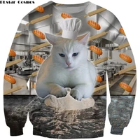 plstar cosmos drop shipping 2018 new fashion men sweatshirt funny animals cat baking bread print 3d unisex casual pullovers