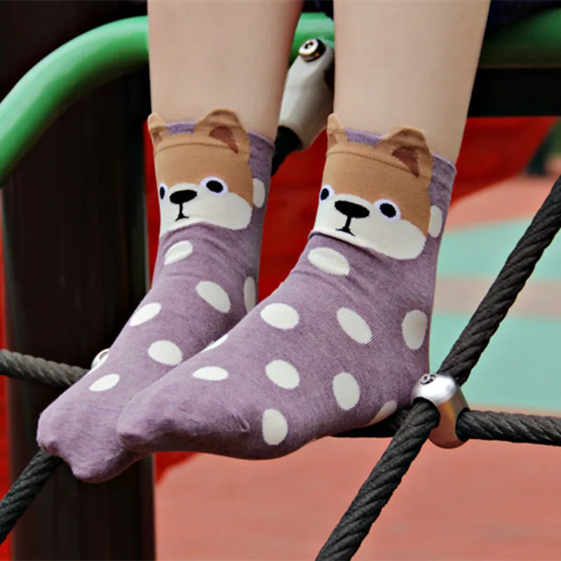 Креативные женские носки Веселые с изображением собаки из мультфильма Harajuku