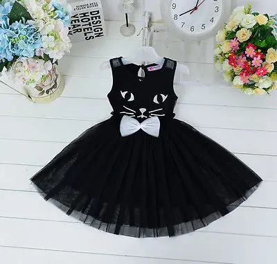 2016 новые повседневные платья для маленьких девочек принцесса детские милый кот