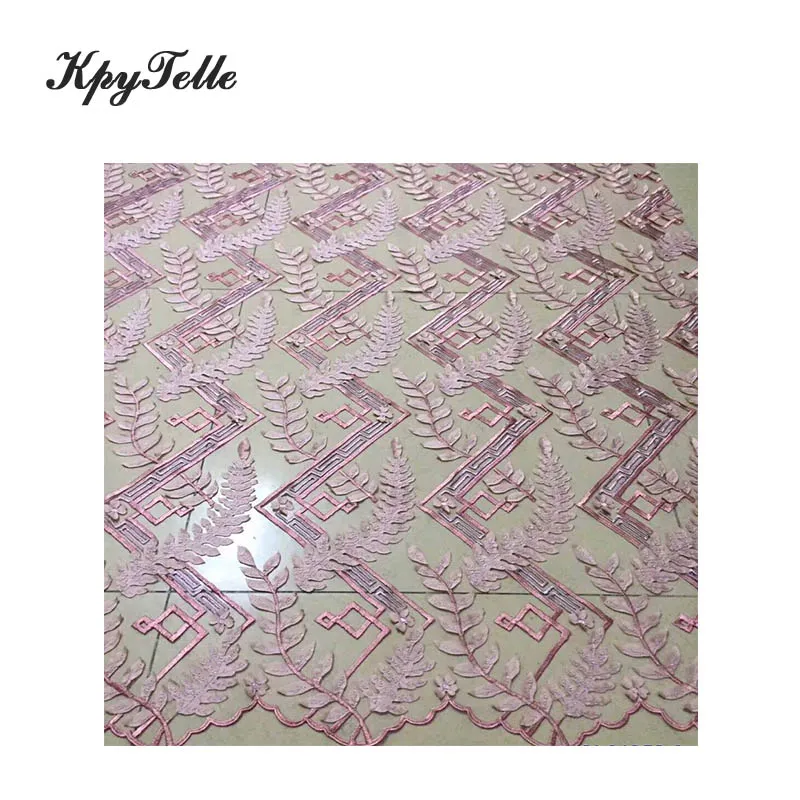 Baby Pink африканских кружева вышивка ткань с ришелье чистая полиэстер Дубай-шифон