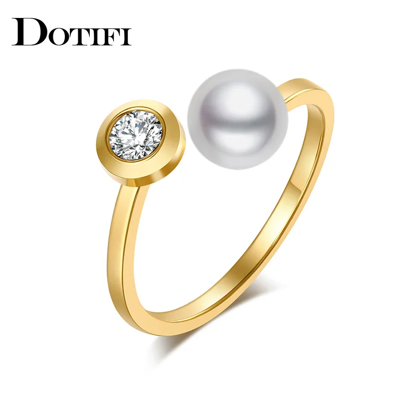 Женские обручальные кольца DOTIFI из нержавеющей стали 316L с шариком циркония