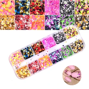 Блестящие круглые Блестки для ногтей, 12 сеток, 123 мм, 1 набор