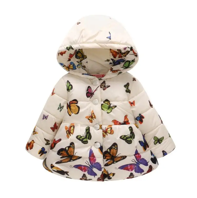 Baby Girl Winter Coat Toddler Girls Coats and Jackets Floral Hooded Warm Cotton Outerwear For Kids Jacket 1-5Y |