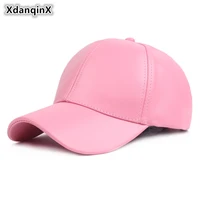 xdanqinx spring autumn womens hat light board pu baseball caps for women unisex adjustable size snapback simple brand caps
