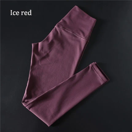 Ice Red Супер мягкие обнаженные штаны для йоги и фитнеса для женщин 4-Way эластичные спортивные лосины анти-пот высокая Талия тренажерный зал Спортивные Леггинсы - Цвет: Ice Red