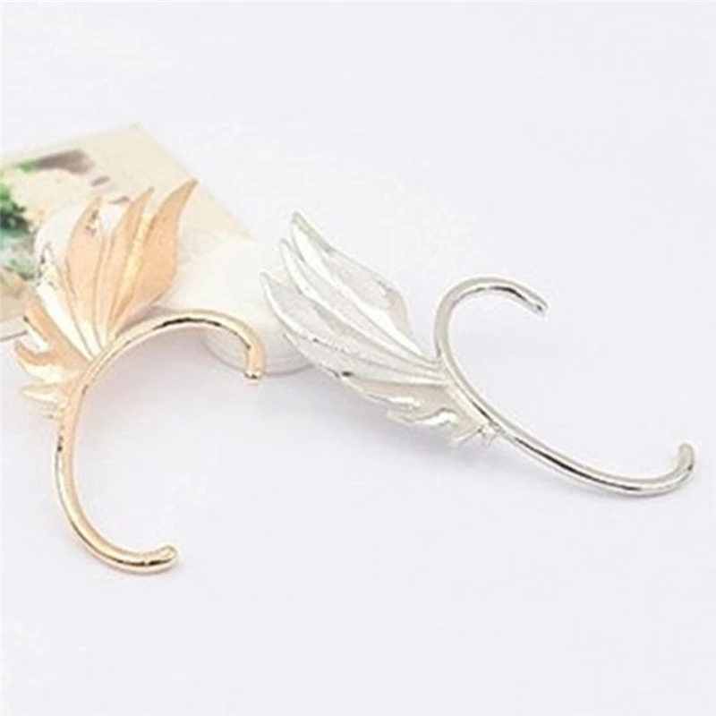 Hot Fashion Single Girl Ear Cuff Earrings 1PC Angel Feather Golden Clips For Women Left Punk Jewelry Gift | Украшения и