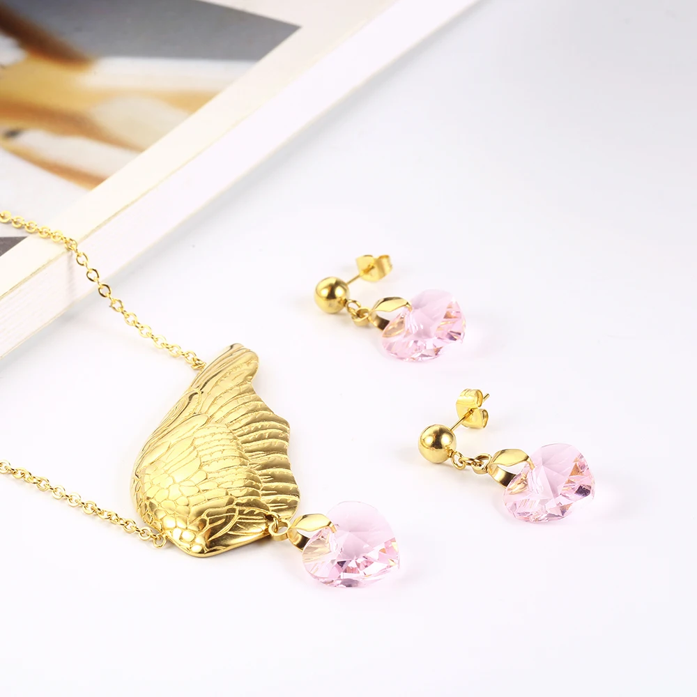 XUANHUA Ангел подвеска крыло ожерелье серьги набор из нержавеющей стали ювелирные