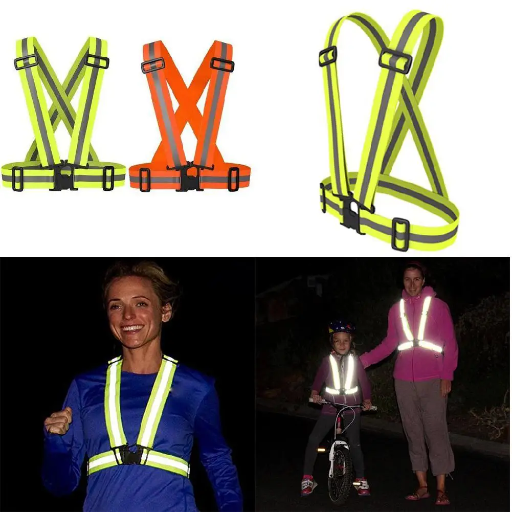 2PCS Night Reflective Vest Three Straps Emergency Safety Reflection Wrist Band Belt On for Sports Running Cycling Universal | Спорт и