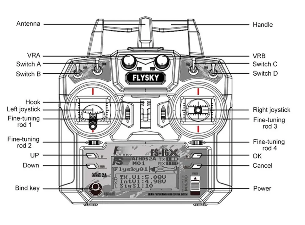 Flysky FS i6X 2 4 ГГц 10CH AFHDS 2A передатчика радиоуправляемой модели к компьютеру с IA6 iA6b iA10B