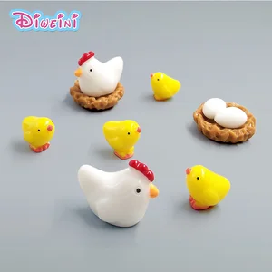 Курица, курица, яичное гнездо, бонса, мультяшная модель животных, игрушка, фигурка, домашнее украшение, миниатюрный пейзаж из мха, украшение из ПВХ