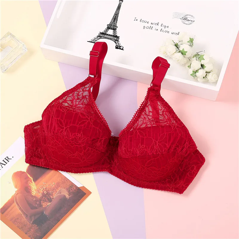 Style 1 Wine Red Летний ультратонкий сексуальный кружевной бюстгальтер бюстгальтеры для женщин плюс размер бюстгальтер женское белье C D Кольцо большого размера бюстгальтер дамское нижнее белье 42 44 - Цвет: Style 1 Wine Red