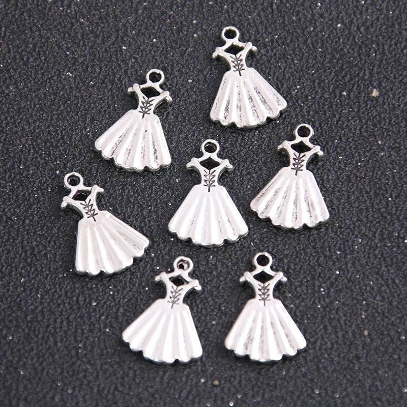 12PCS New Product Two Color French Retro Girl Skirt Charms Pendant Jewelry Metal Alloy Marking | Украшения и аксессуары