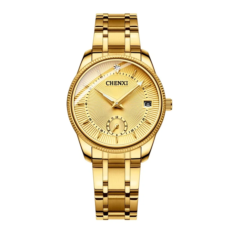 Women Golden CHENXI горячие модные креативные часы для женщин и мужчин кварцевые часы золотые влюбленные наручные часы роскошные часы Брендовые Часы relojes hombre - Цвет: Women Golden