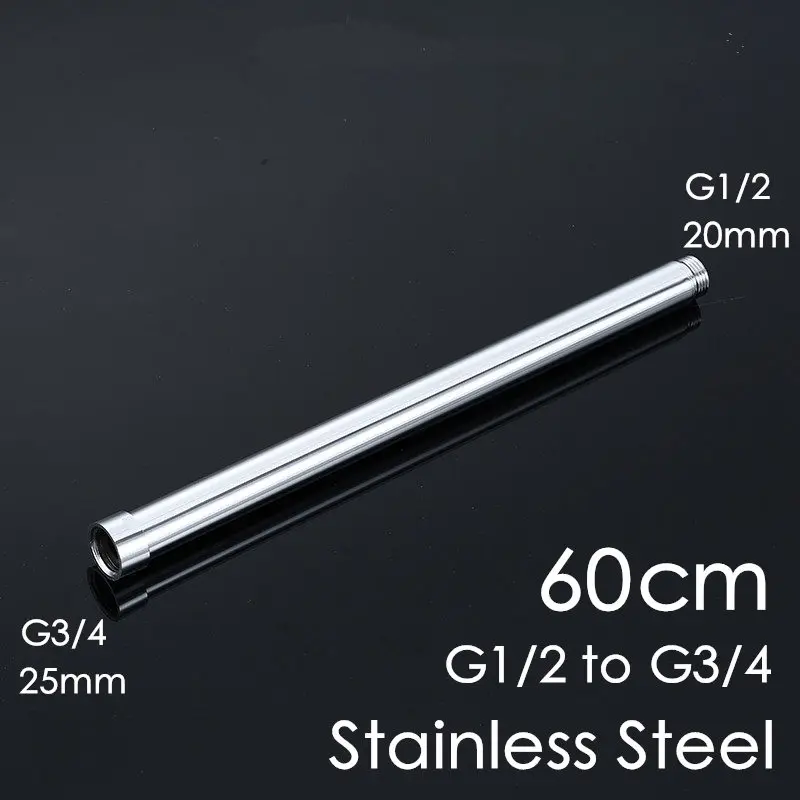 60cm Нержавеющая сталь M1/2-F3/4 душевая труба подъемная штанга Удлиняющая труба раздвижная штанга душевая трубка Удлиняющая труба аксессуары для ванной комнаты - Цвет: 60cm