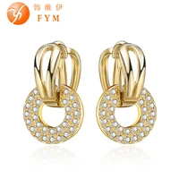 new arrival luxury gold color hoop earrings for women champagne zircon crystal female fashion jewelry earring for party gift