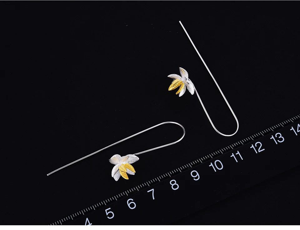 Lotus весело Настоящее стерлингового серебра 925 природных творческий ручной Fine Jewelry Симпатичные цветущих серьги для Для женщин Brincos