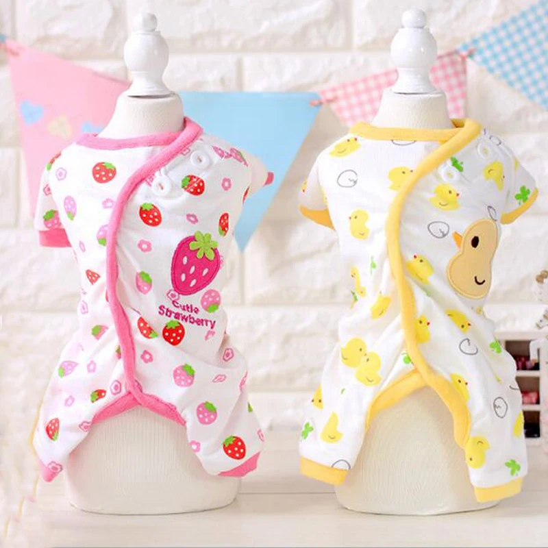 New Cartoon Print Pet Dog Pajamas Cotton Soft Comfortable Sleepwear Cute Puppy Teddy Jumpsuit Clothes | Дом и сад