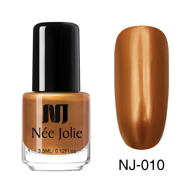 Metal NJ-010 NEE JOLIE 3.5ml Candy Nude Color Nail Polish Fast Dry Semi-transparent Jelly Effect Environmental Nail Varnish - Цвет: Metal NJ-010