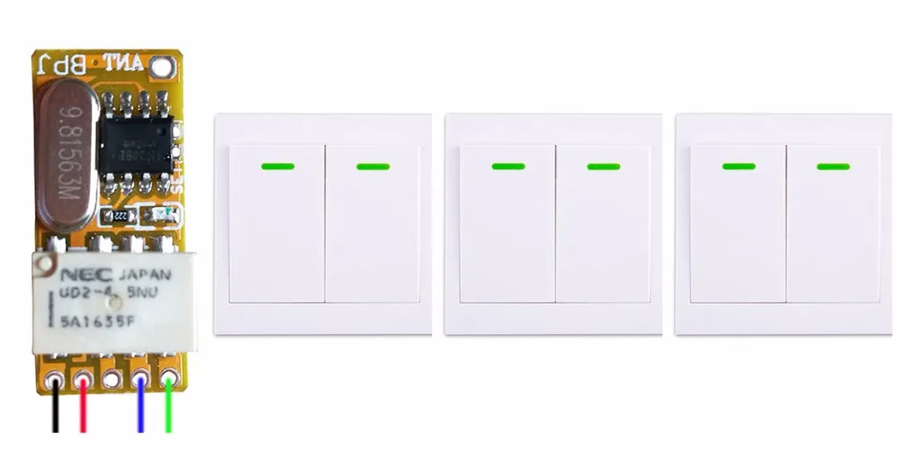 DC3.5v 3 7 v 5 6 4 8 9 12 Mos миниатюрный удаленный переключатель приемник + стены Панель