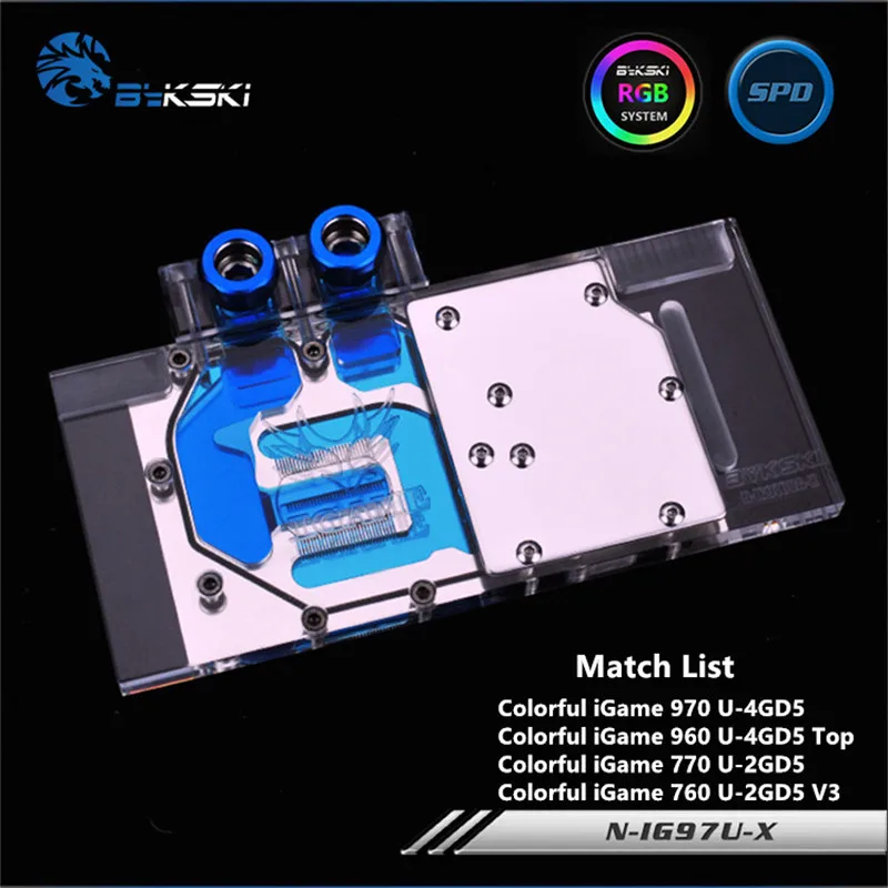 Bykski полный охват GPU водный блок для красочных IGAME GTX970U GTX770 GTX760 видеокарта N IG97U