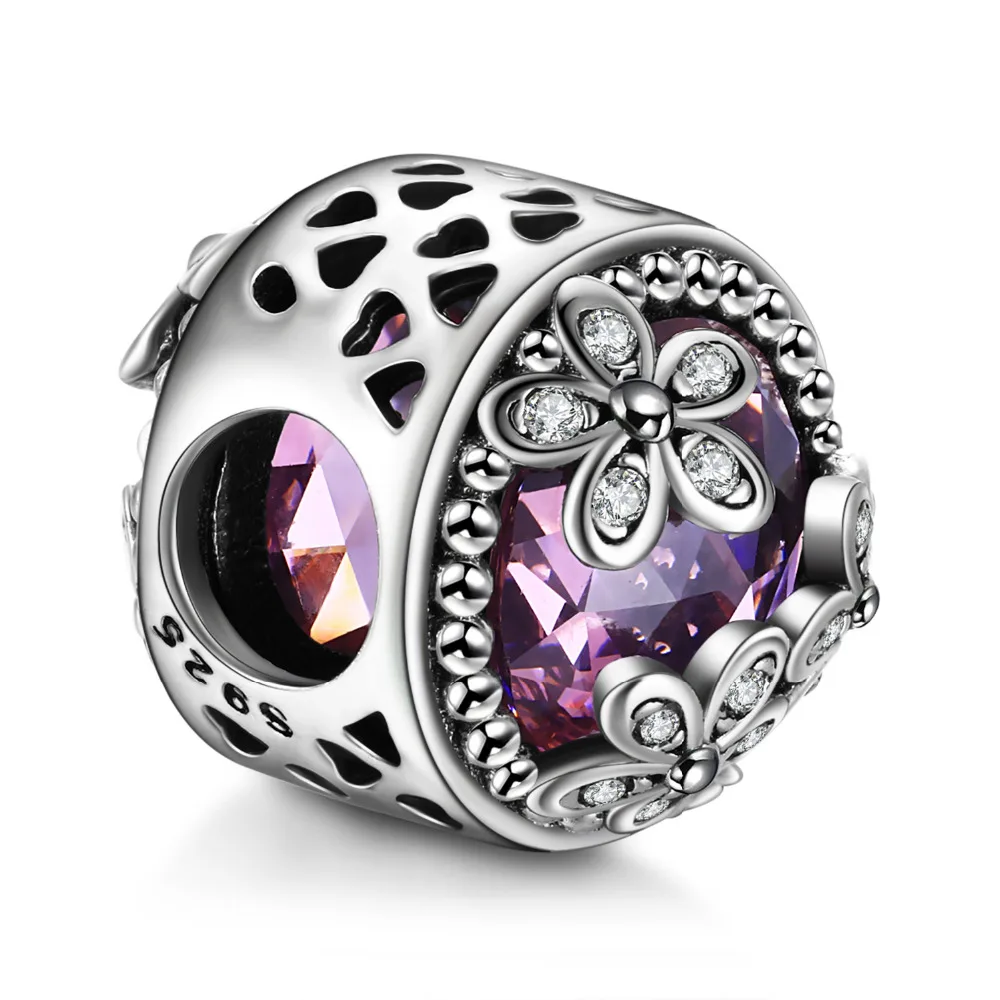 Jewelrypalace стерлингового серебра 925 Daisy хиджаб розовый Мурано Стекло бисер Подвески Fit Браслеты подарки для нее Модные украшения подарок