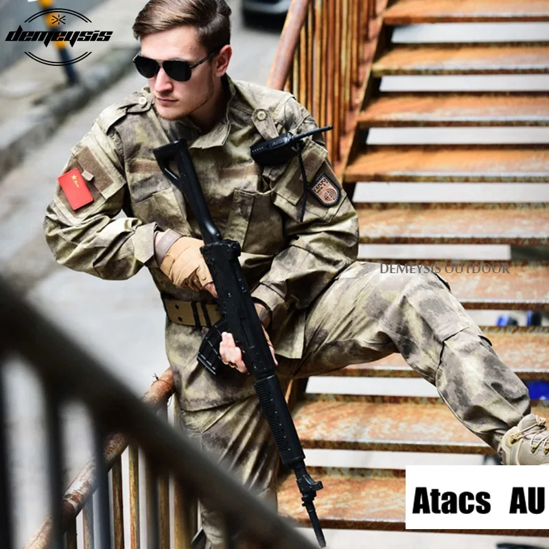 atacs au Мультикам камуфляжная армейская военная форма мужские тактические брюки карго Bdu боевая униформа армейская Мужская военная одежда наборы - Цвет: atacs au