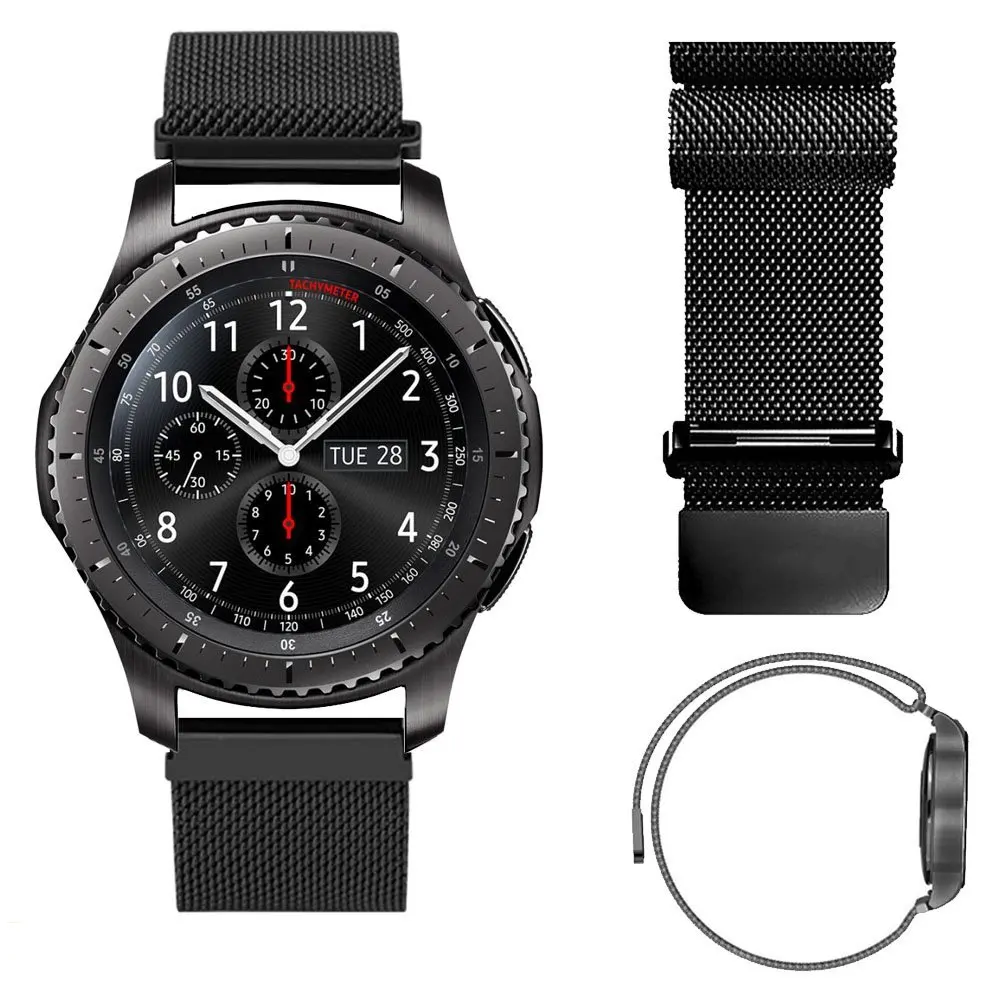 22 мм Магнитная Петля для samsung gear S3 Classic S3 Frontier часы ремешок браслет ремешок из нержавеющей стали черный серебристый