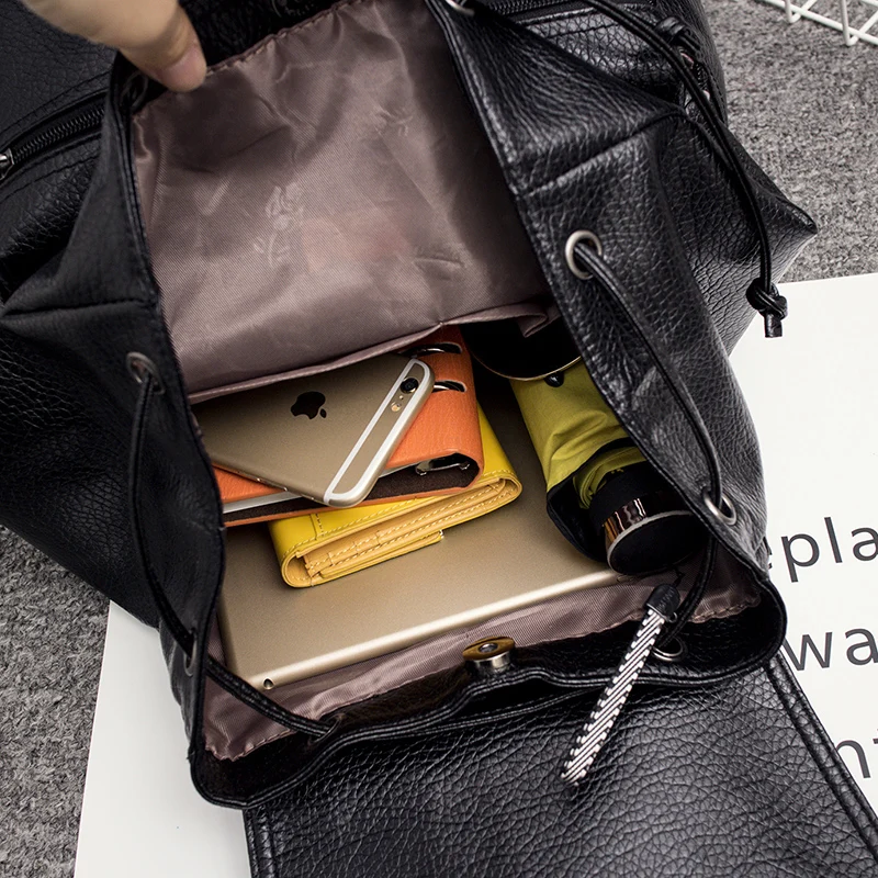 SUNI рюкзак из натуральной кожи большой емкости черная кожаная сумка на плечо