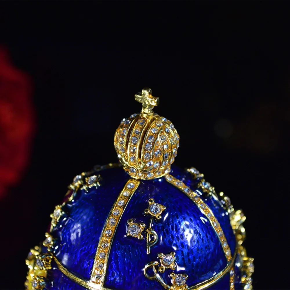 QIFU Новое поступление ремесленные металлические красивые Faberge яйцо для безделушки коробка