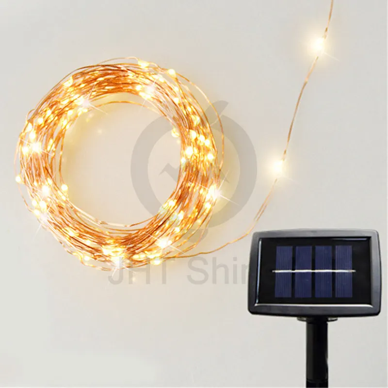 100 LEDs Solar Power Copper Wire lights 33Ft/10M String Lights for Christmas Light Outdoor Wedding Party Home Decoration Lamp | Лампы и